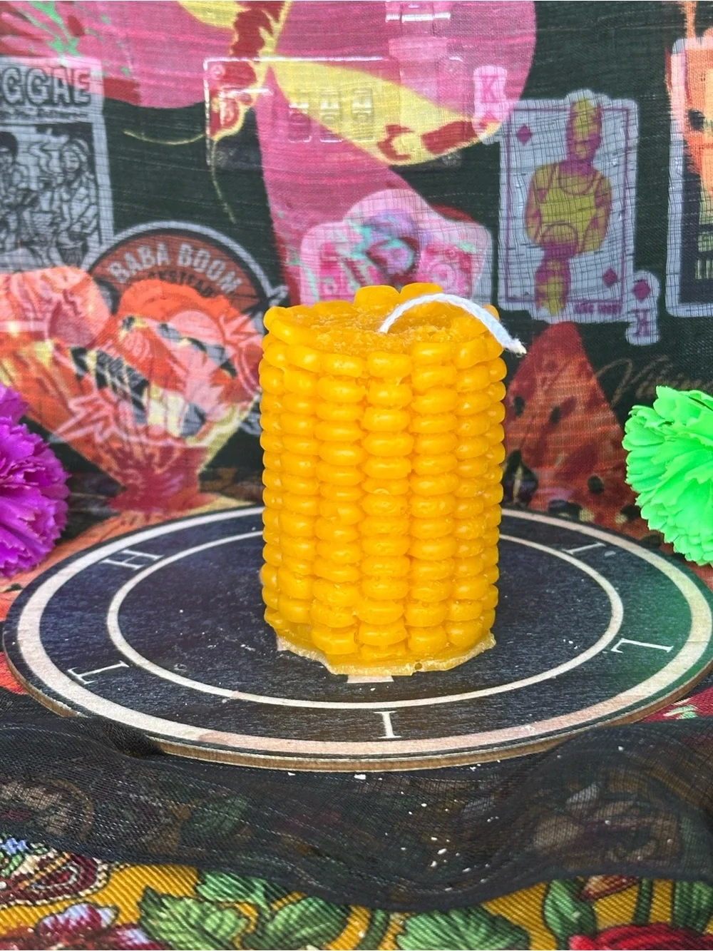 Handmade Beeswax Blend Corn Cob Candle – Golden Yellow Harvest Candle